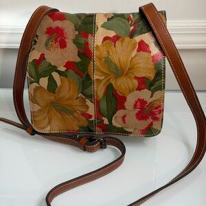 Patricia Nash Floral Leather Crossbody in Green, Yellow & Red